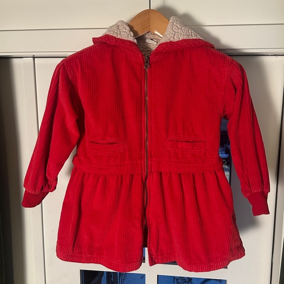 stem Other - Stem Hooded Corduroy Fleece Lined Parka Jacket  - Vibrant Red - Girls Size 5
